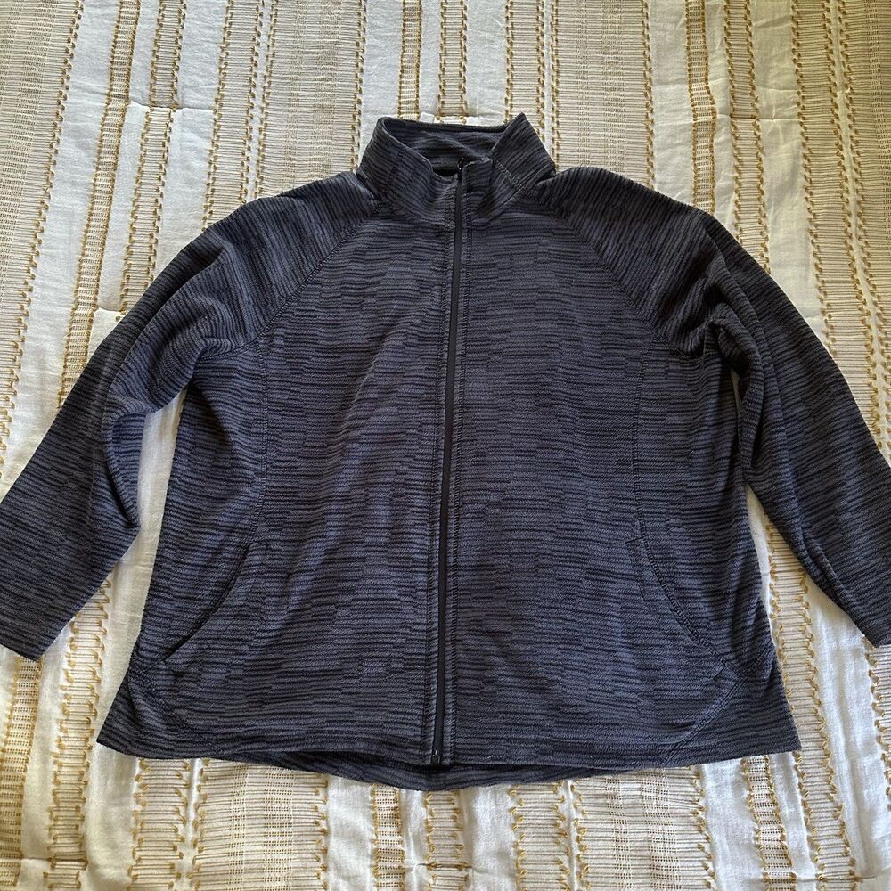 MTA Sport Women’s Plus Gray/Black Full Zip Pockets Fleece Jacket Size 2X